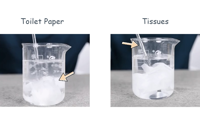 toilet paper vs tissue dissolving