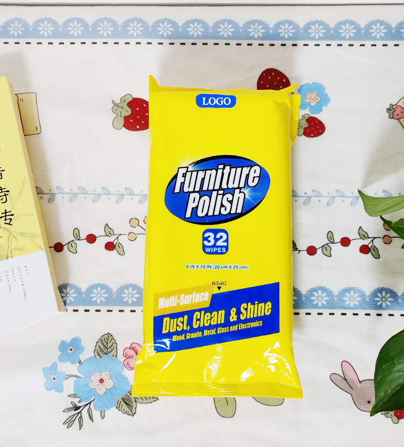 Custom Wood Furniture Cleaning Wipes for Granite, Metal, Glass and Leather with Lemon Fragrance