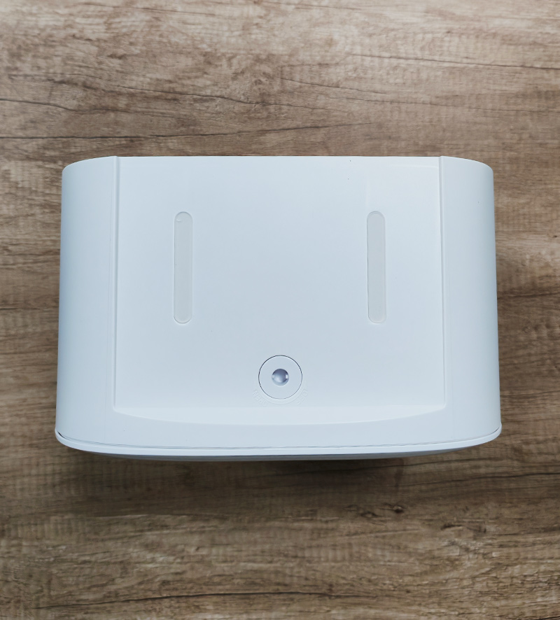 top view of jumbo roll toilet paper dispenser